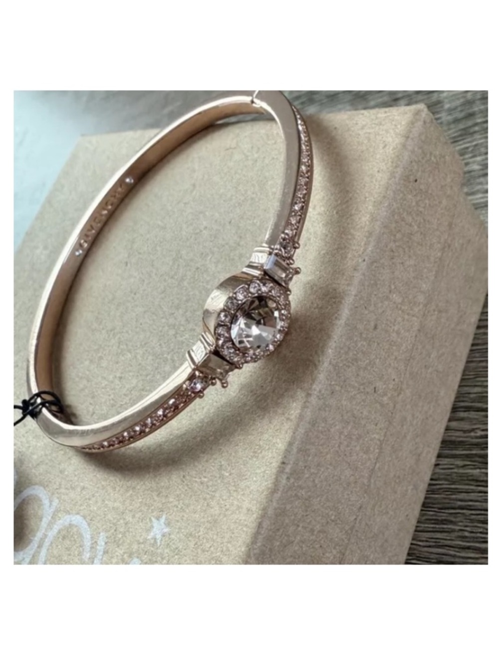🟠NEW! GIVENCHY Round Crystal and Pave Hinged Bangle Bracelet in Rose Gold - Picture 2 of 5